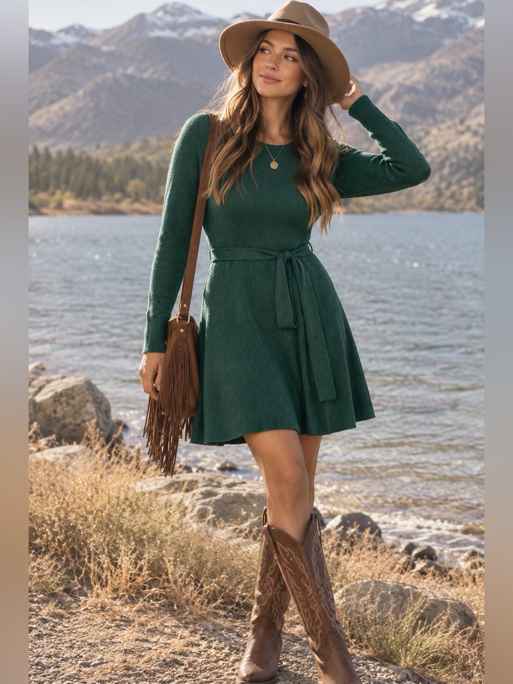 Ribbed Long Sleeve Sweater Mini Dress with Belt Women’s Small NWOT